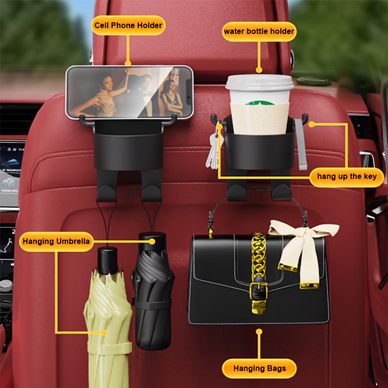 Multifunktionaler Haken für die Rückenlehne des Autositzes, Getränkehalter  für die Kopfstütze des Autos, Aufbewahrungsbox für den Rücksitz, Behälter  für Snacks im Auto, Wasserbecherhalter (4pcs) : : Küche, Haushalt  & Wohnen