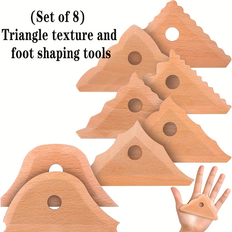 

8pcs Set Of Triangular Textured Ribs And Foot Shaping Tools: Use Our Triangular Textured Ribs And Multifunctional Foot Shaping Tools To Carve Clay Molds And Clay Ceramics