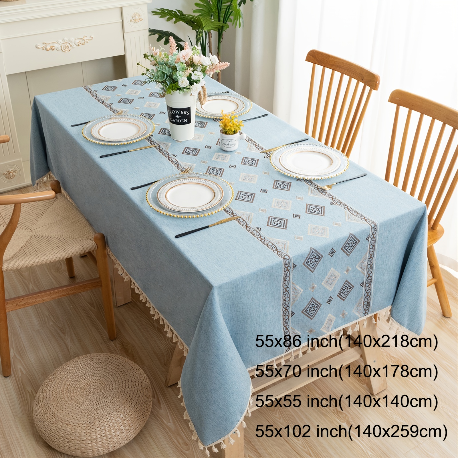 1pc Tablecloth With Built In Table Runner Wrinkle Free - Temu New