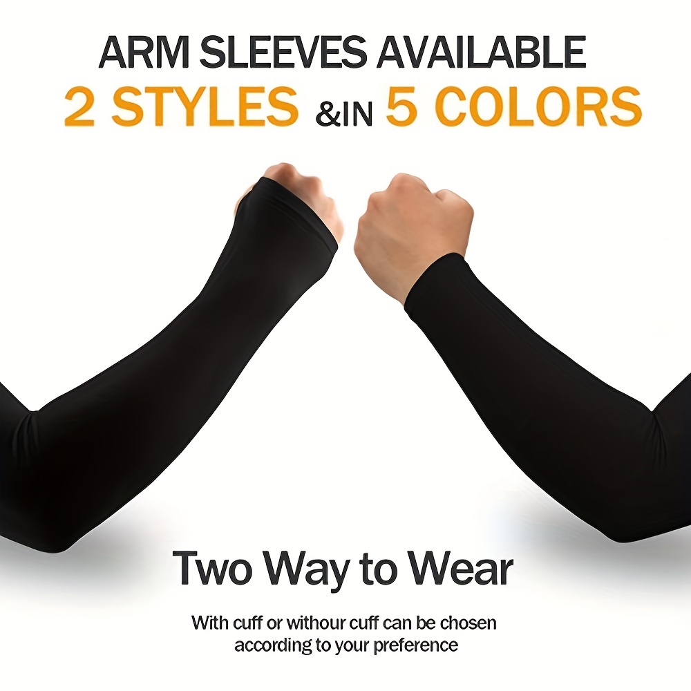 5 Colors) Uv Protection Arm Sleeves Thumb Hole Sports - Temu