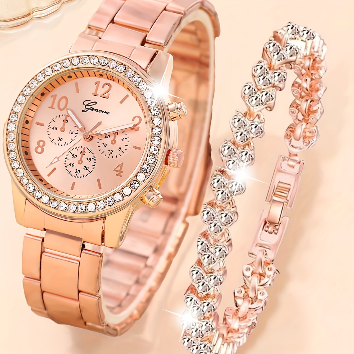 Reloj De Mujer De Moda Simple Conjunto De Pulsera De Corazón - Temu