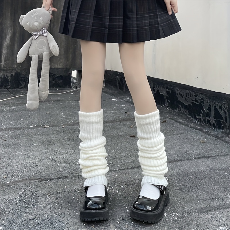 1 Pair Women'S Y2K Style Leg Warmers - Mid-Calf, Loose Fit, White, Casual & Chic, Perfect for Casual Attire, Casual Attire Leg Warmers | Y2K Fashion | Construction, Leg Warmers