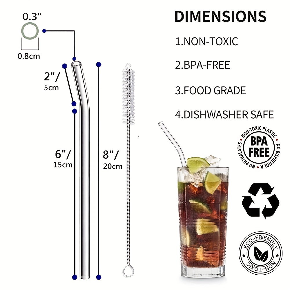 Reusable Glass Straws, Drinking Straws, For Smoothie, Milkshake, Tea,  Juice, Cocktail Straws - Temu