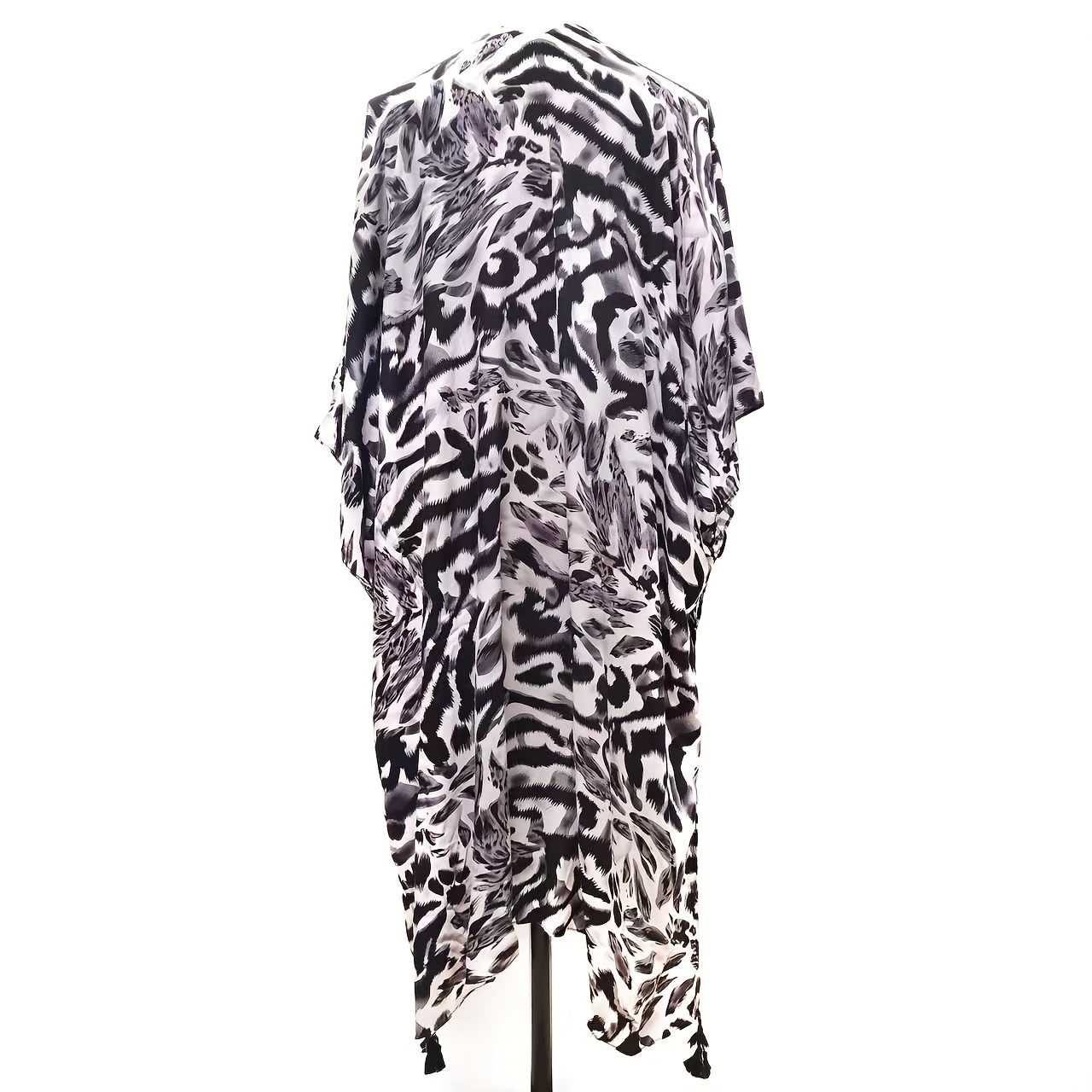 Boho Leopard Printed Shawl Fringed Cardigan Wrap for Women