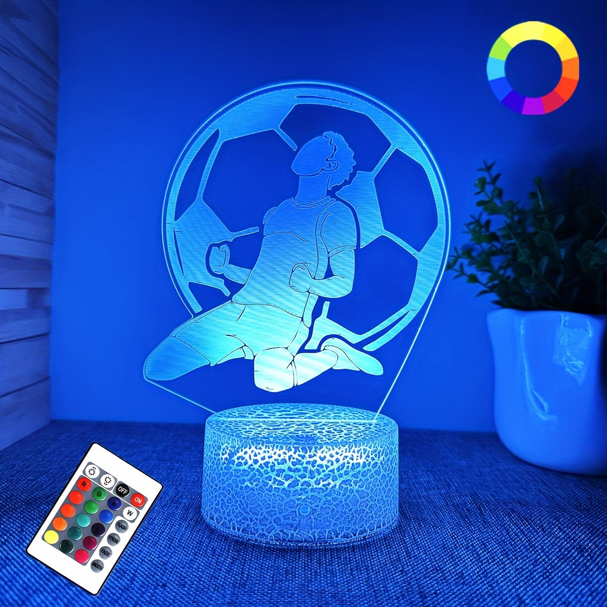 FULLOSUN Cadeaux Football pour garçon, Veilleuse Football pour enfants,  Lampe Illusion Optique 3D avec télécommande 16 couleurs changeantes, Cadeau  Football pour Anniversaire Fan de Sport : : Luminaires et Éclairage