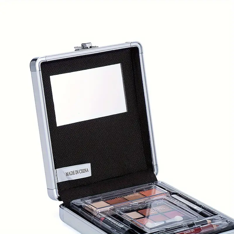 Portable Mini Makeup Kit, Multifunctional Cosmetics Case Eyeshadow Palette  Blush Solid Lip Gloss Contour Powder Eyeliner Mascara Eye Pencil With Brush