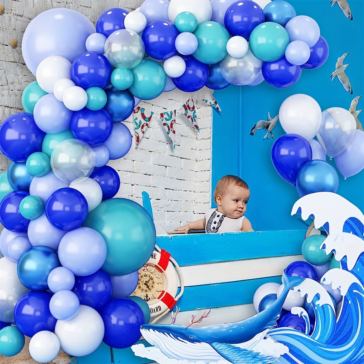 127pcs Ocean Themed Party Decorations Set Including Balloons, Macaron, Blue  And White Seabed Balloons, For Boy's Birthday, Baby Shower And Other  Occasions