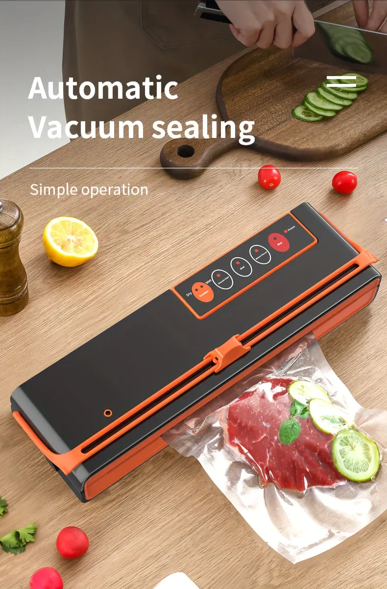 1set vacuum sealer machine automatic food sealer with cutter dry moist modes maximum sealing width 12 6 inch with removable adjustable bag holder powerful suction air sealing system with 10 sealing bags air suction hose details 3