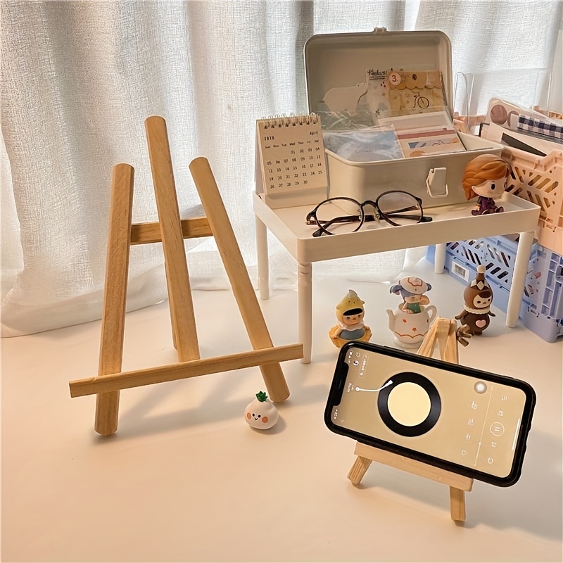 1pc Mini Easel Multifunctional Mobile Phone Holder Postcard Rack Stone  Easel Wood Easel Pine Wooden Rack 5.90*3.14inch / 15*8CM