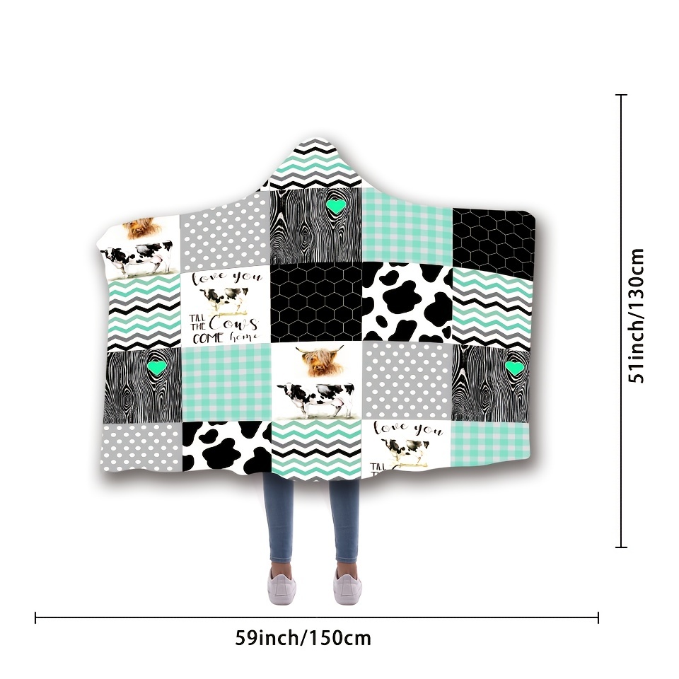 Highland Cow Hooded Blanket Thick Nap Wearable Blanket Magic - Temu