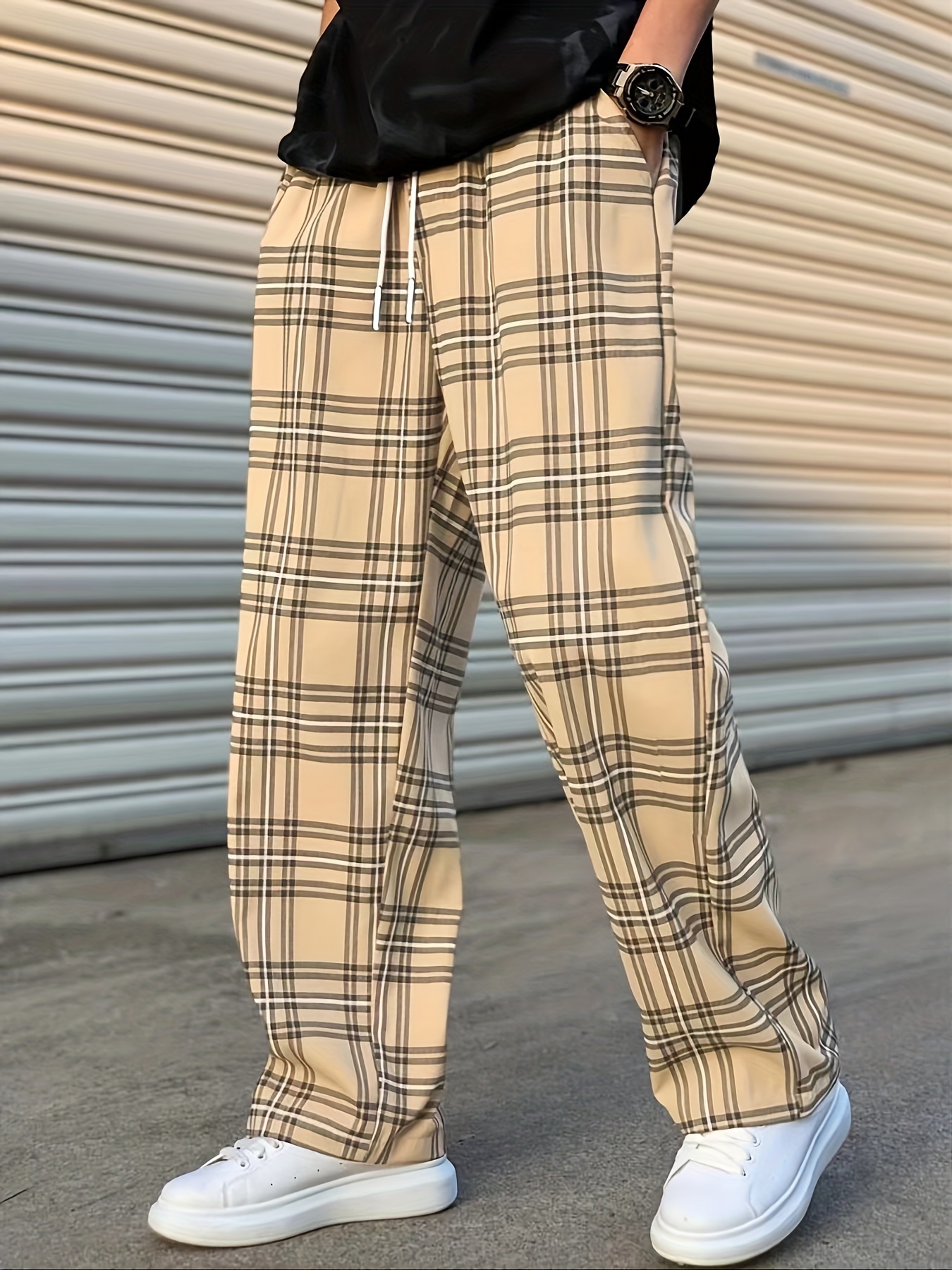 Y2k Plaid Pattern Joggers Mens Casual Loose Fit Slightly Stretch Waist  Drawstring Pants For The Four Seasons  Buy More Save More  Temu Canada