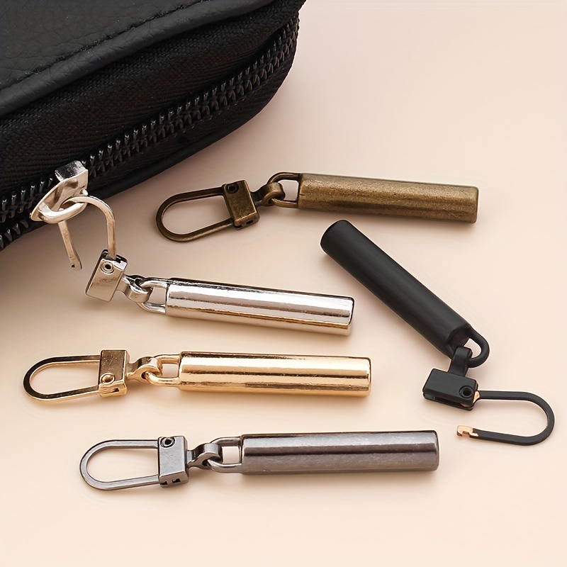 2/12Pcs Fashion Zipper Slider Puller Instant Zipper Repair Kit Replacement for Broken Buckle Travel Bag Suitcase Zipper Head, Size: 6pcs, Gold