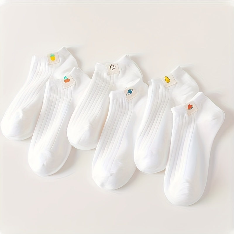 6 Pairs Fruit Pattern Lightweight Ankle Socks Women's Stockings & Hosiery
