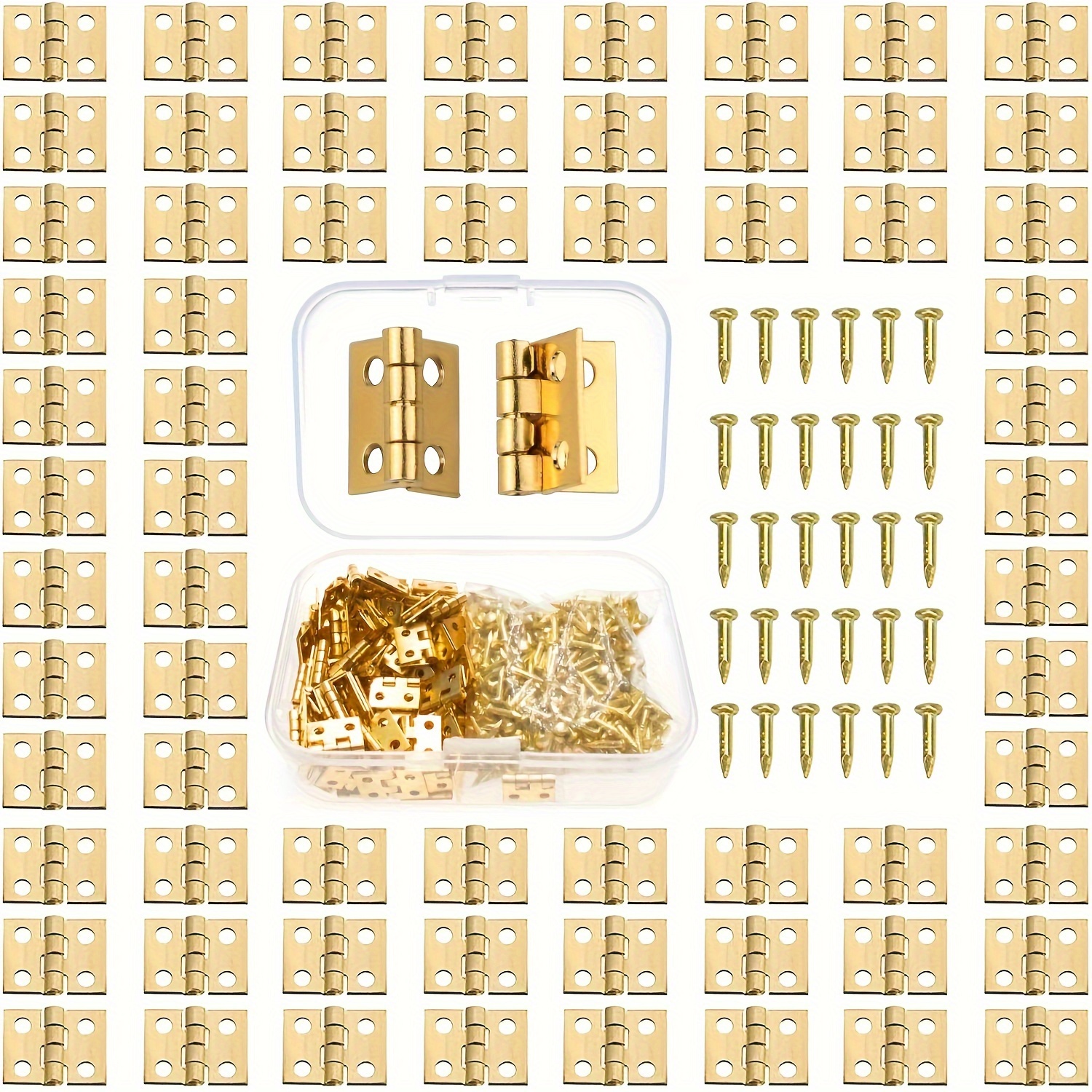 10 Pieces Gold 8mm x 10mm SMALL miniature hinges Doll House TINY HINGE  micro E7