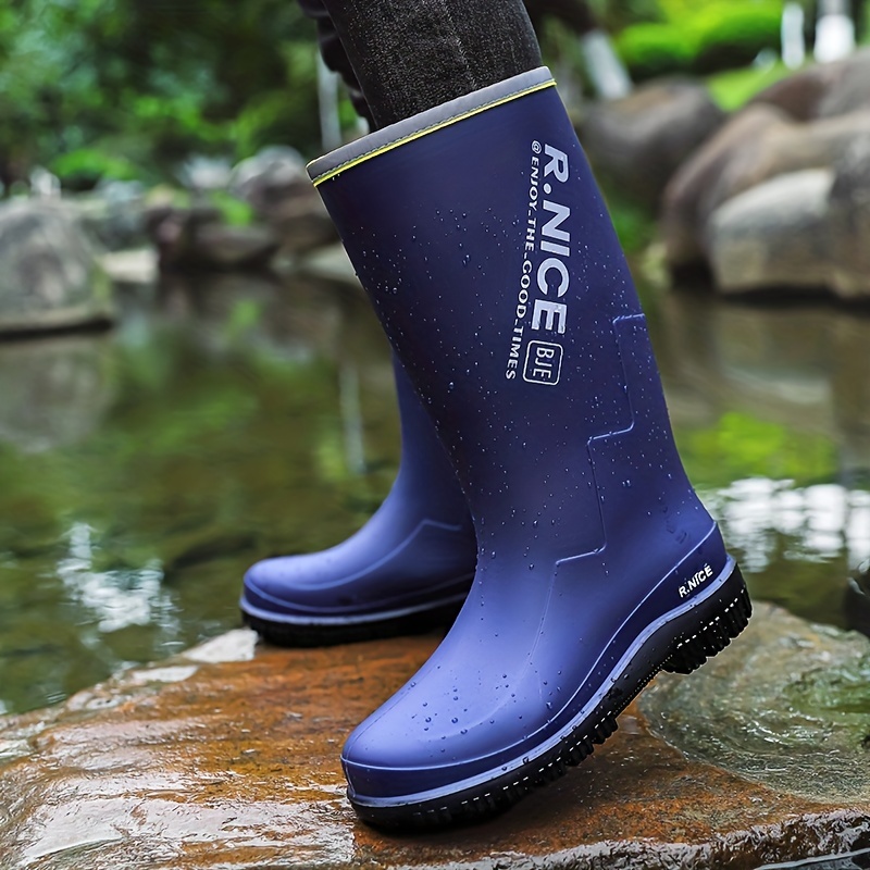 Women Mens Fluorescent Rain Boots Solid Non Slip Wear Resistant