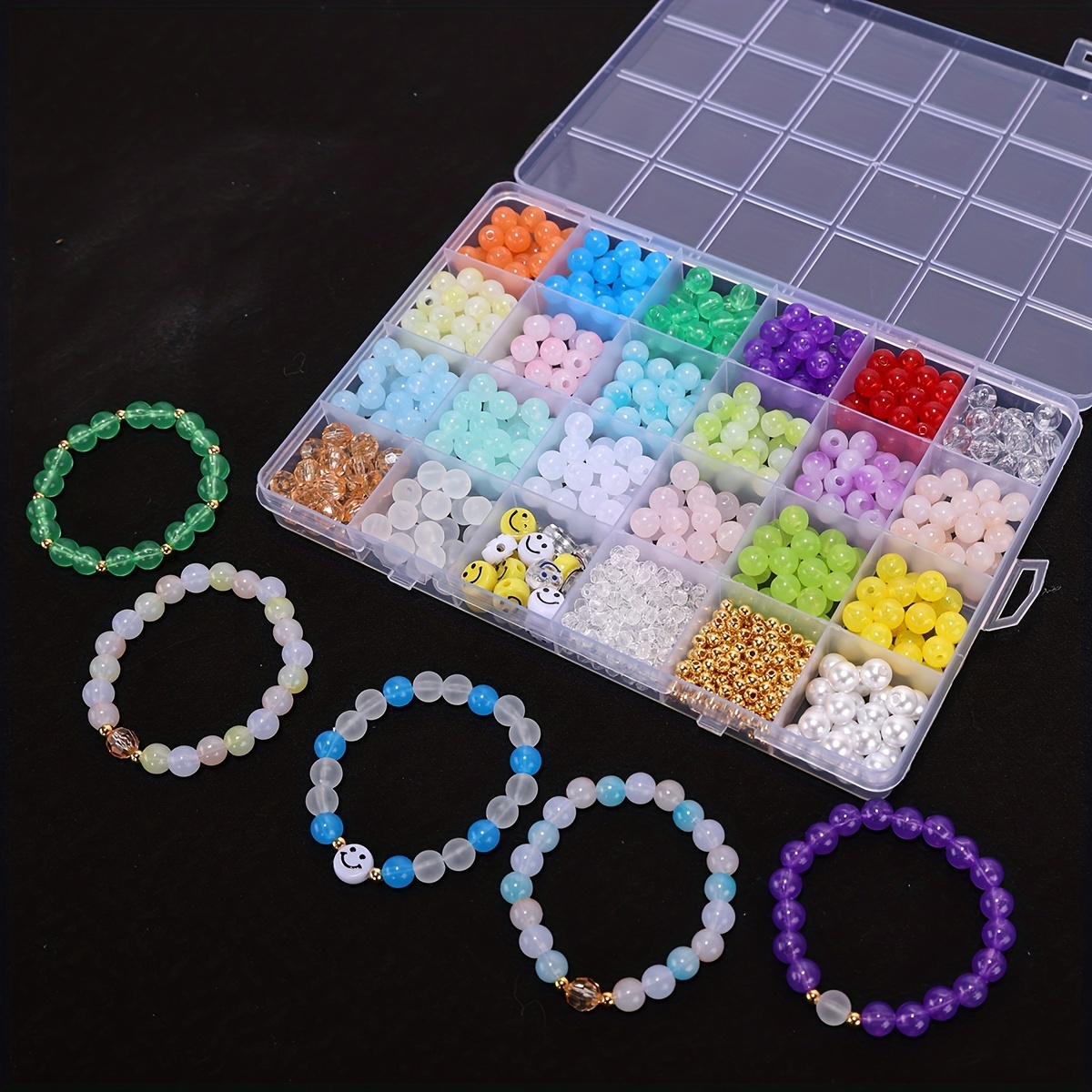 UPINS 960Pcs 8mm Crystal Beads Round Glass Beads for Bracelets Jewelry  Making Crafts 24 Color 2 Box Friendship Acrylic Beads Bulk Necklace  Earrings