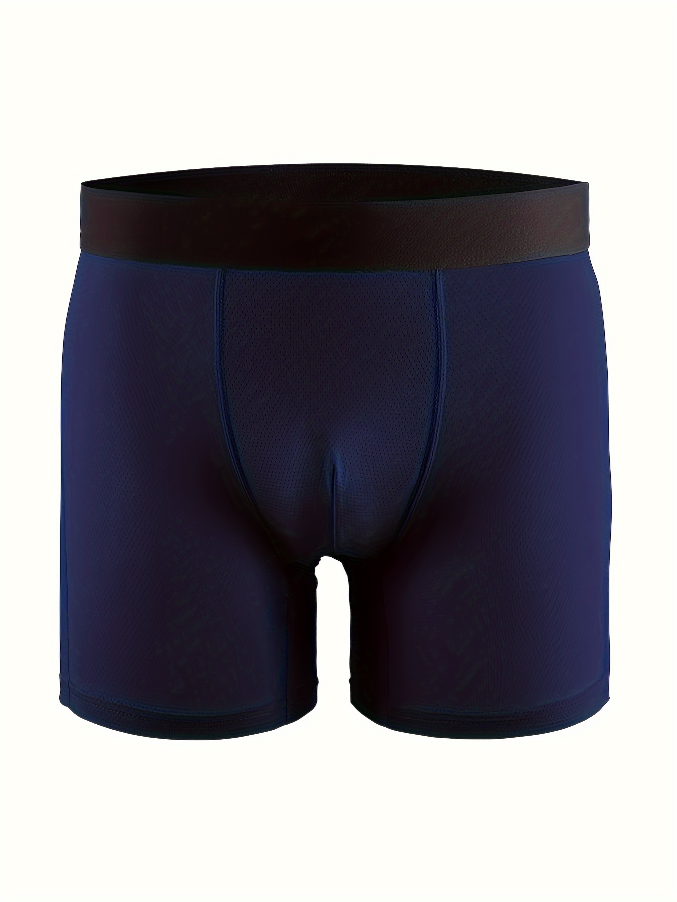 1pc Men's Long Leg Anti-Chafing Underwear, Mid-Waist Breathable