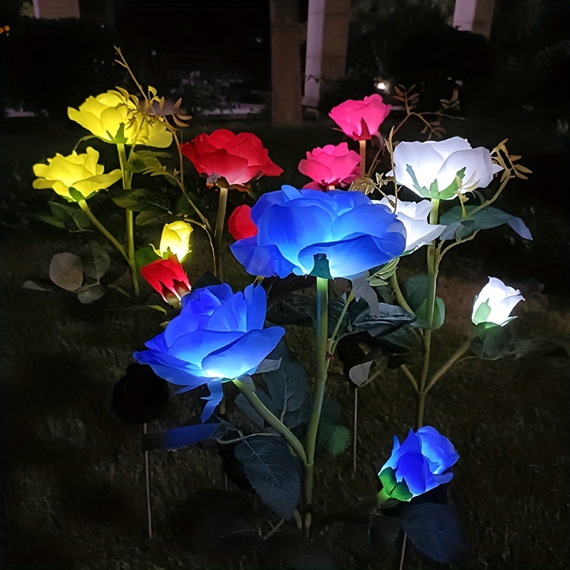 Solar Garden Rose Light 3-Head Waterproof Stake Lights