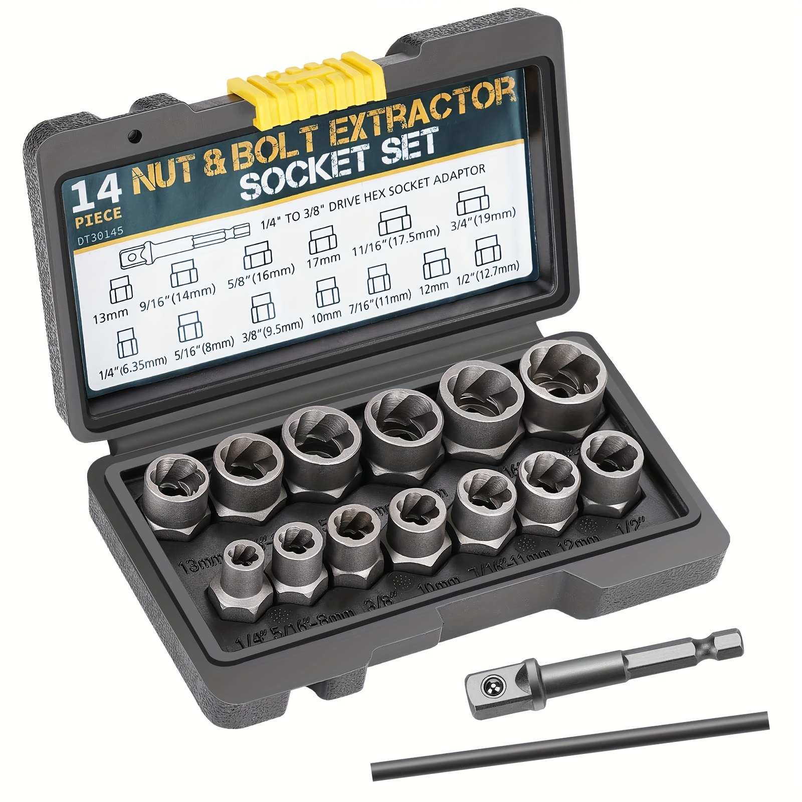 13pcs Nut Extractor Socket, Impact Bolt And Nut Remover Set, Easy To Remove The Rusty And Stubborn Sockets And Bolts