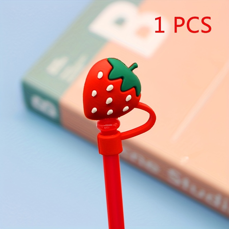 Straw Tips Cover Reusable Straw Toppers Strawberry shaped - Temu