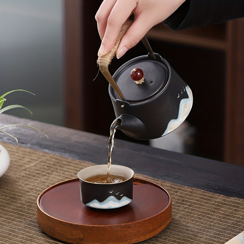 Chinese Tea Pot Ceramic Tea Set Handle Beam Tea Set Tea Maker Cool Teapot  Gongfu Teapot Chinese Tea Set for Loose Leaf Tea