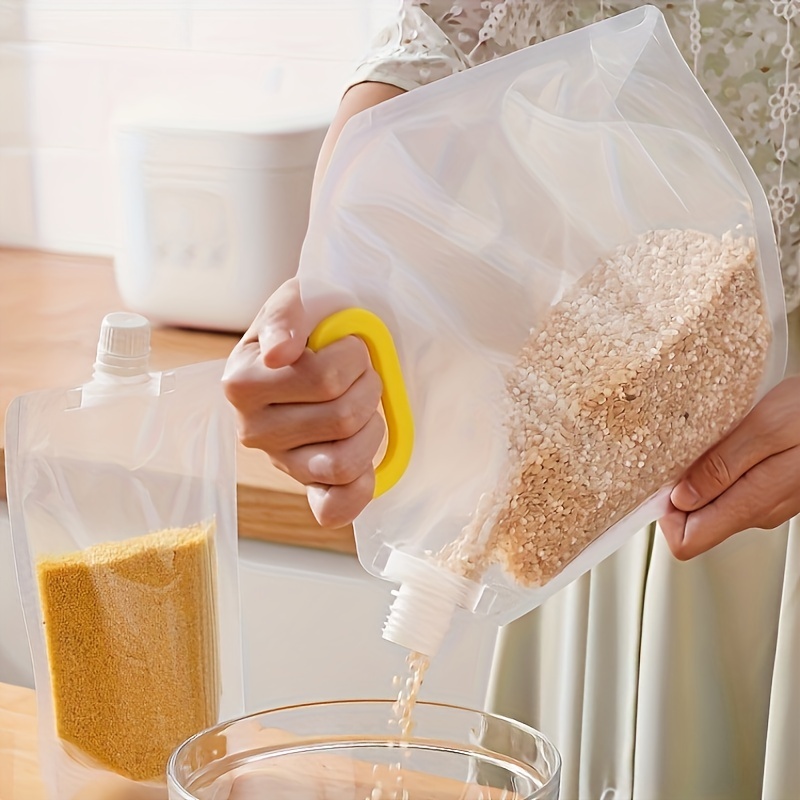 Moisture-proof Insect-proof Household Grain Storage Bag, Kitchen Standing  Sealed Rice Bucket With Suction Nozzle
