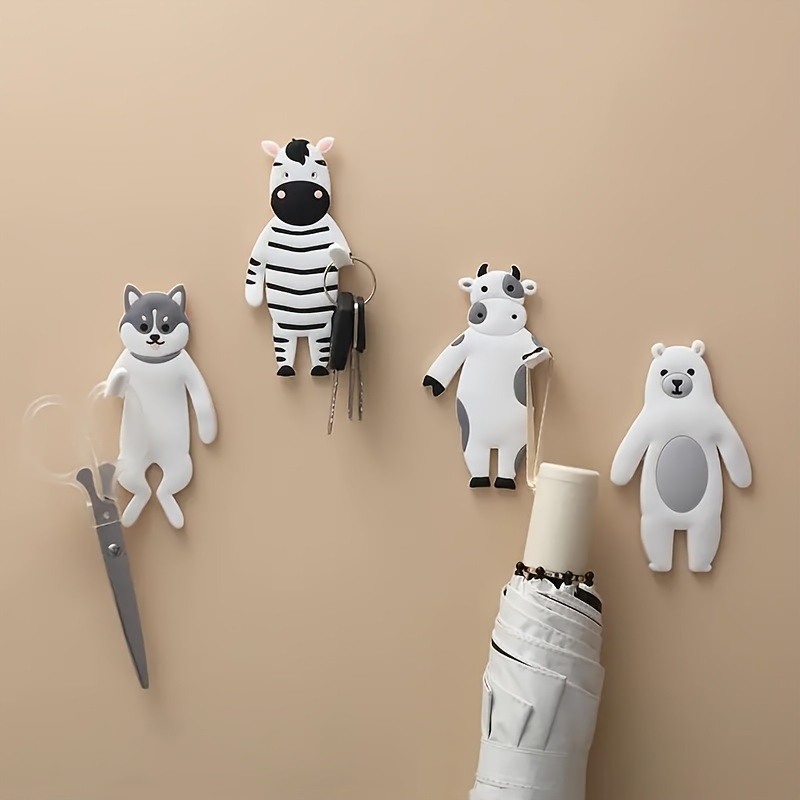 Cute Animal Wooden Adhesive Wall Hook For Home Bedroom - Temu
