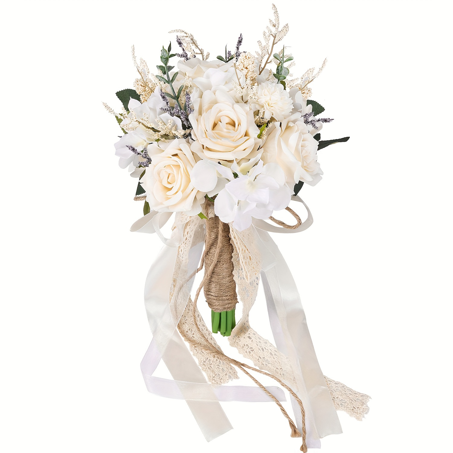 2 ramos de flores artificiales de rosas, hortensias y lirios. Arreglo  floral falso realista es adecuado para la decoración del hogar de ramo de  novia
