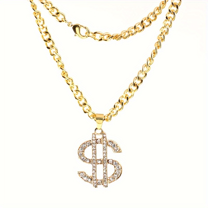 Retro Hip Hop Golden Chain Us Dollar Symbol Necklace Us Dollar Symbol  Artificial Diamond Pendant - Clothing, Shoes & Jewelry - Temu Australia