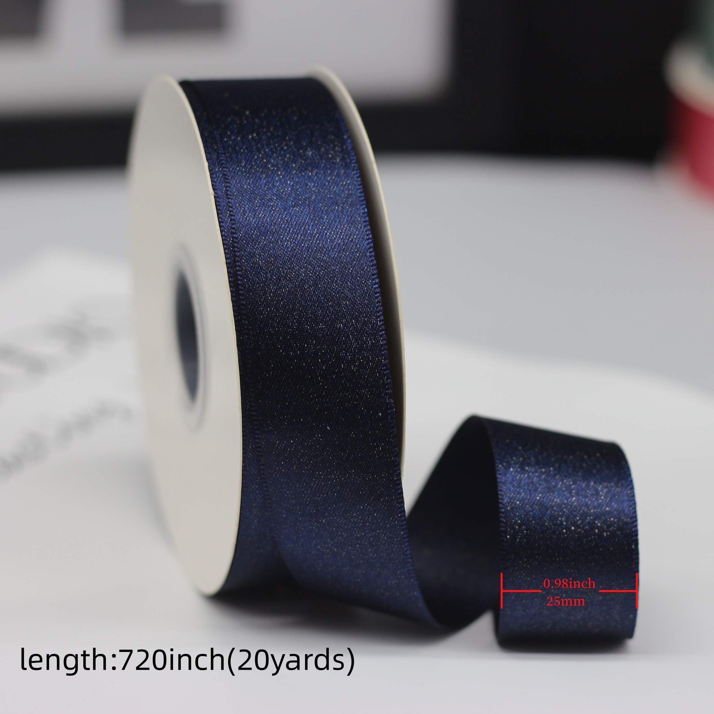 1.5 Inch 25 Yards Satin Ribbon Navy Blue Ribbon for Gift Wrapping