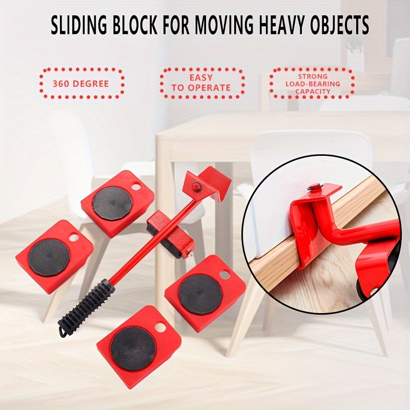 Furniture Lifter,Furniture Slides , Furniture Move Roller Tools for 360  Degree Rotatable Pads, Easily Redesign and Rearrange Living Space Sofa Easy  - 5Pcs 