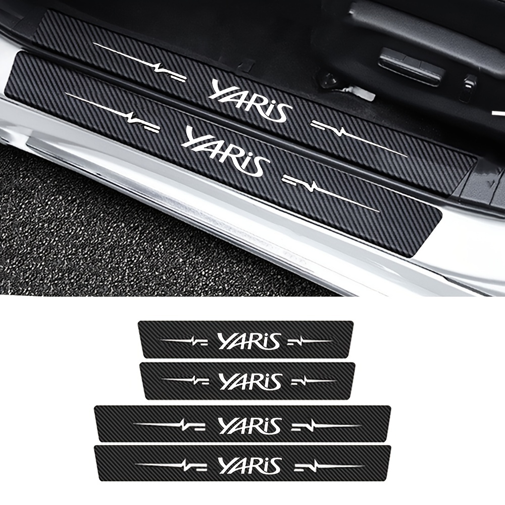 4pcs Carbon Fiber Door Threshold Stickers for Toyota Yaris