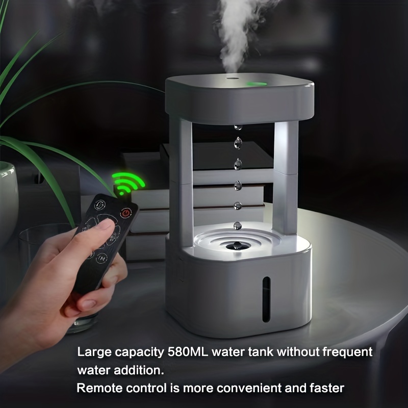 19.61oz Humidifiers For Bedroom, Anti Gravity Cool Mist Humidifier,Water  Drop Humidifier With Levitating Plant, Portable Air Enrichment Humidifier  For