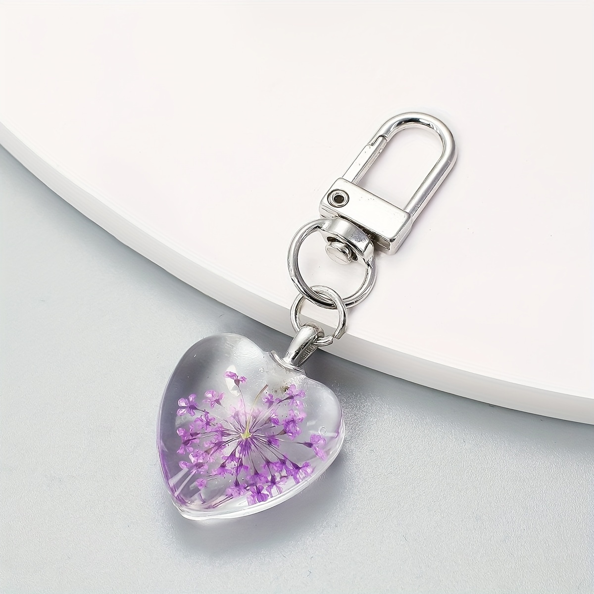 Heart Keychain, Resin Purple Keyring, Matching Couple Lover