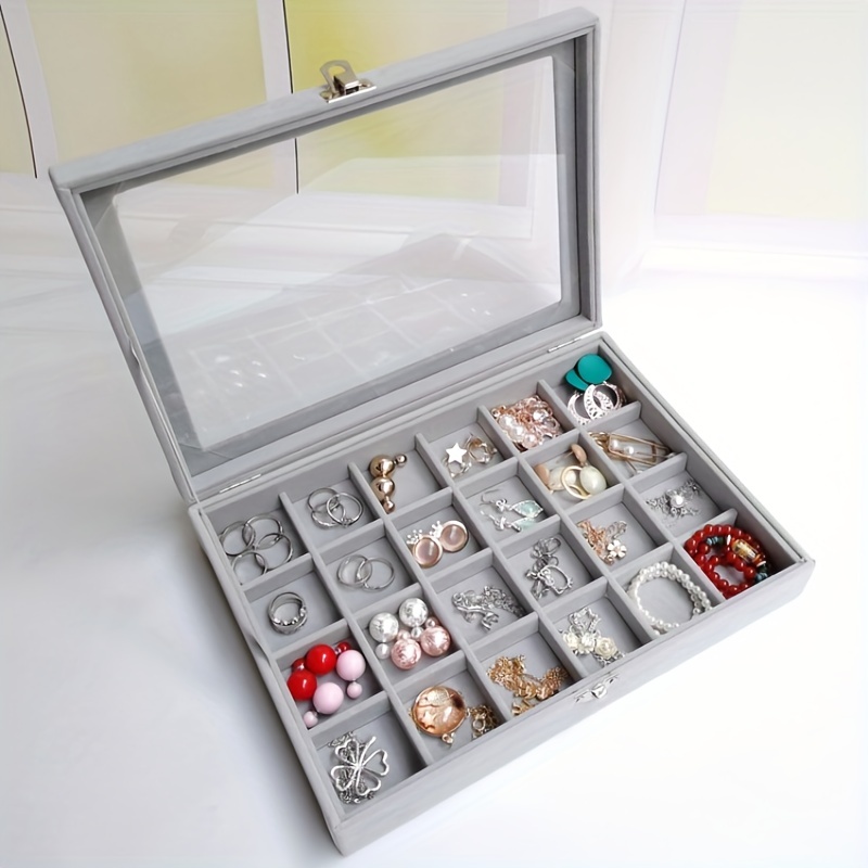 Classic Grey Dustproof Jewelry Accessories Storage Box