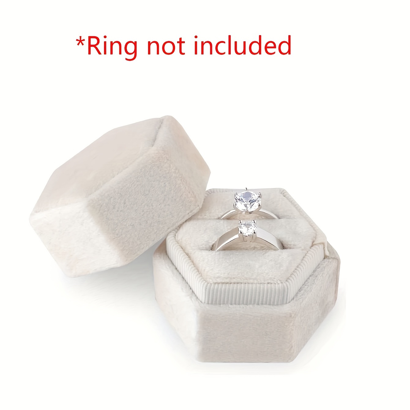 Hexagonal Velvet Flannel Ring Box for Jewelry Storage