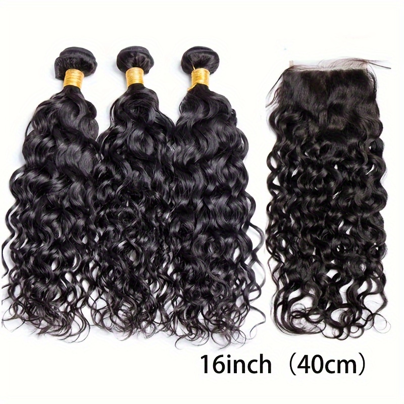 water wave bundles closure water wave human hair bundles Temu