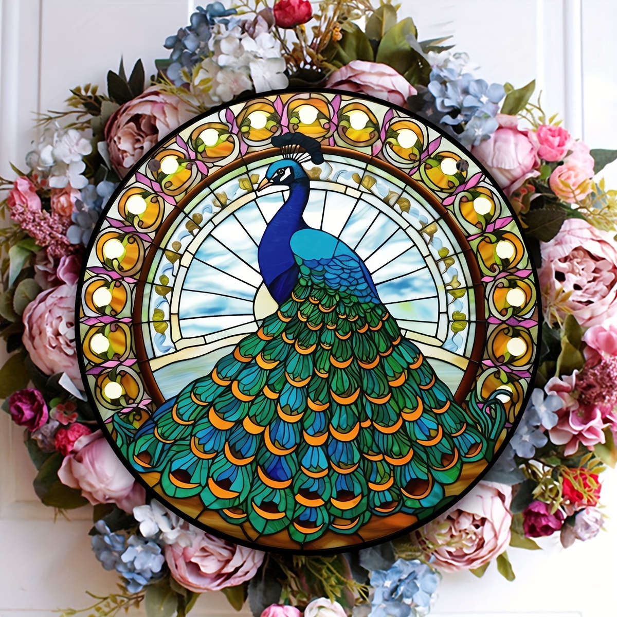 Peacock Art Glass Suncatcher fall Stained Window Hanging - Temu