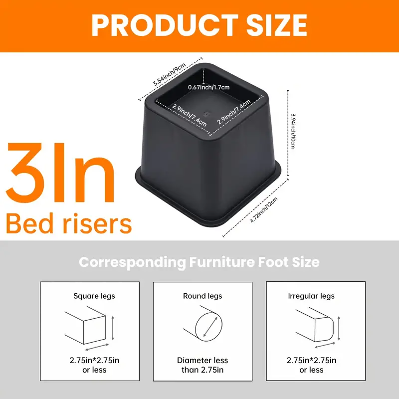 Bed Risers Heavy Duty Furniture Risers With Durable Plastic - Temu