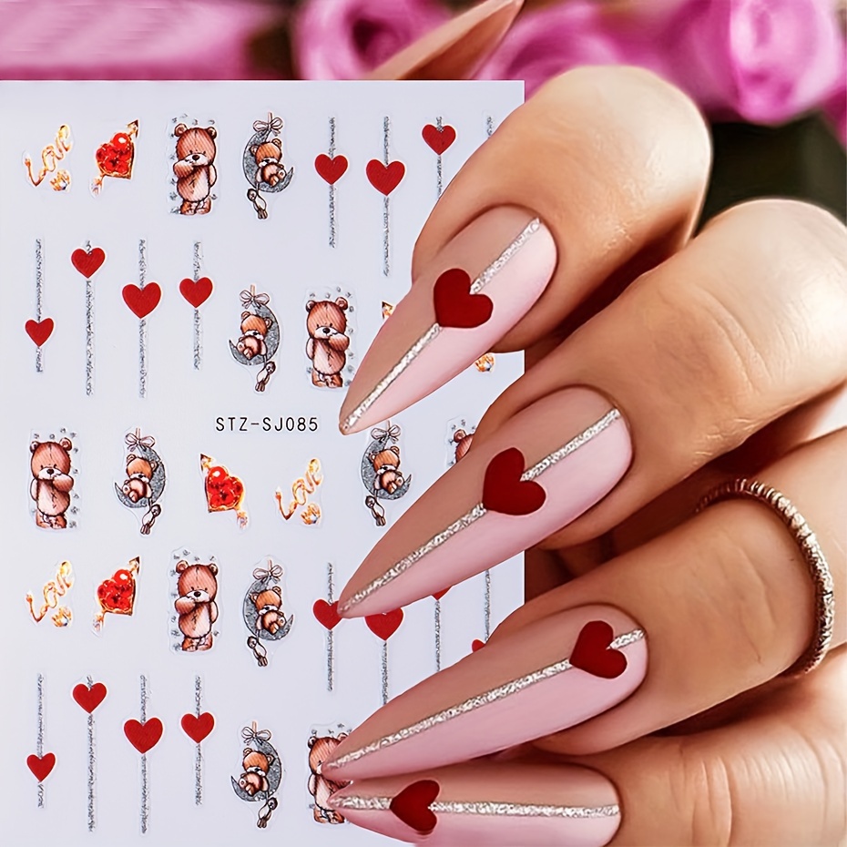 Cute Pink & Red Heart Nail Inspo | Valentine's day nails, Heart nails,  Simple nails