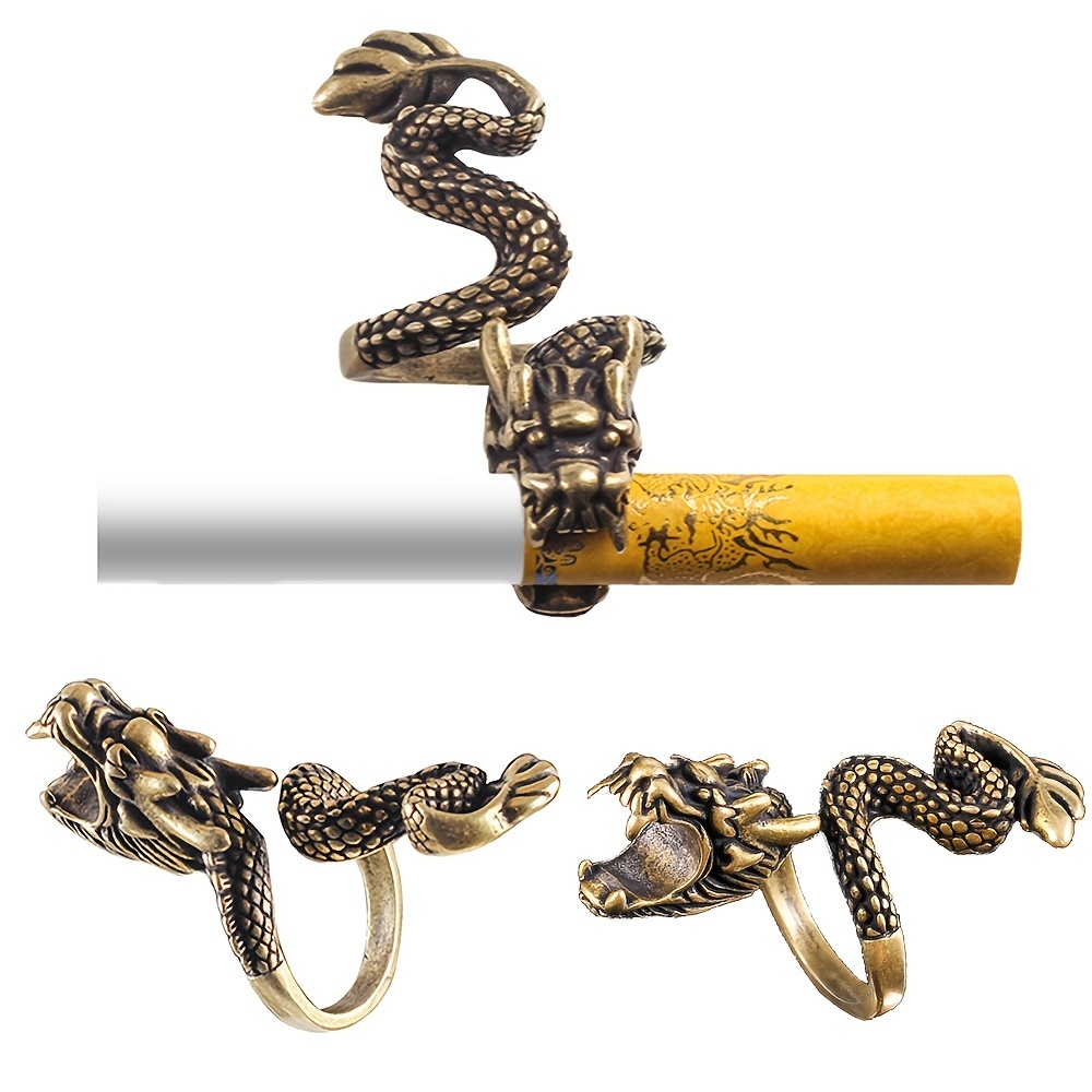 Cigarette Holder Metal Smoker Finger Clip Men Gift Hand Rack Dragon Ring  Rack