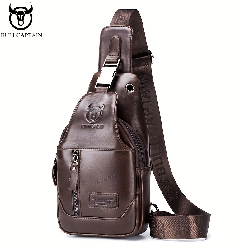  BULLCAPTAIN Genuine Leather Sling Bag for Men