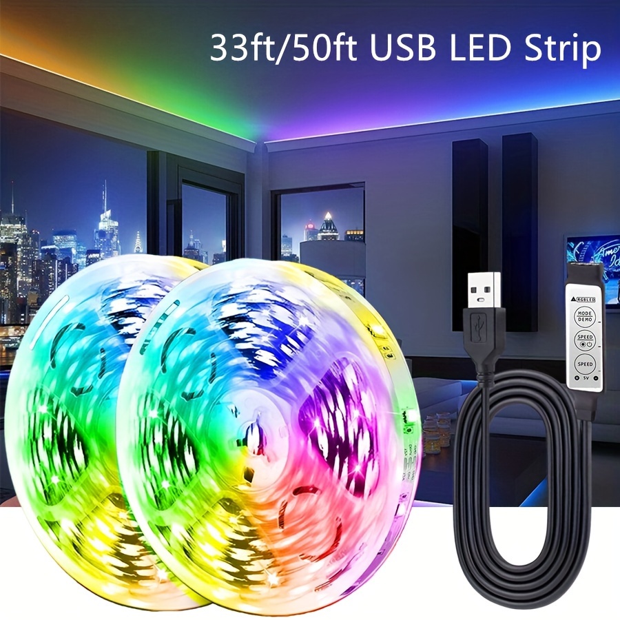 Led Strip Lights (15m/50ft) Bande De LED RGB Avec Télécommande, Lumières LED  Pour La Décoration