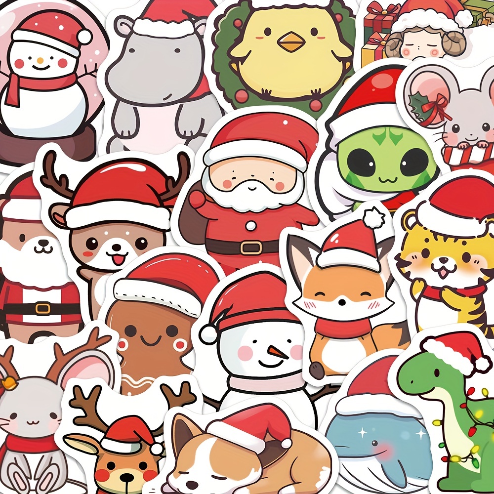 Cartoon Christmas Sticker Christmas Cute Decorative Stickers - Temu