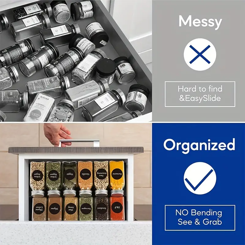 Spice Drawer Organizer With 28 Spice Jars 432 Labels And - Temu
