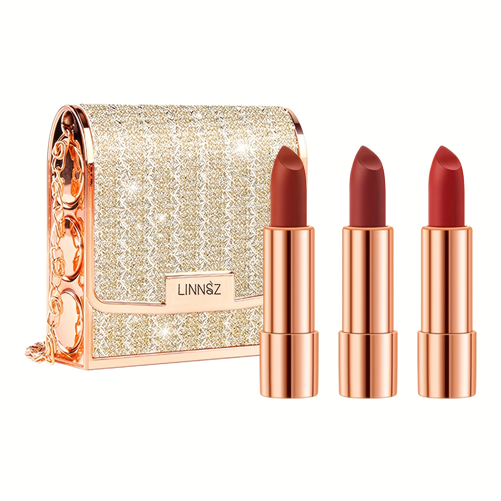Red - Matte Beauty Chain Temu Retractable Day Texture Smudge Gifts Slivery Lasting - Waterproof Bag Velvet Lipstick Set Health & Long Package Lipstick Valentines Proof