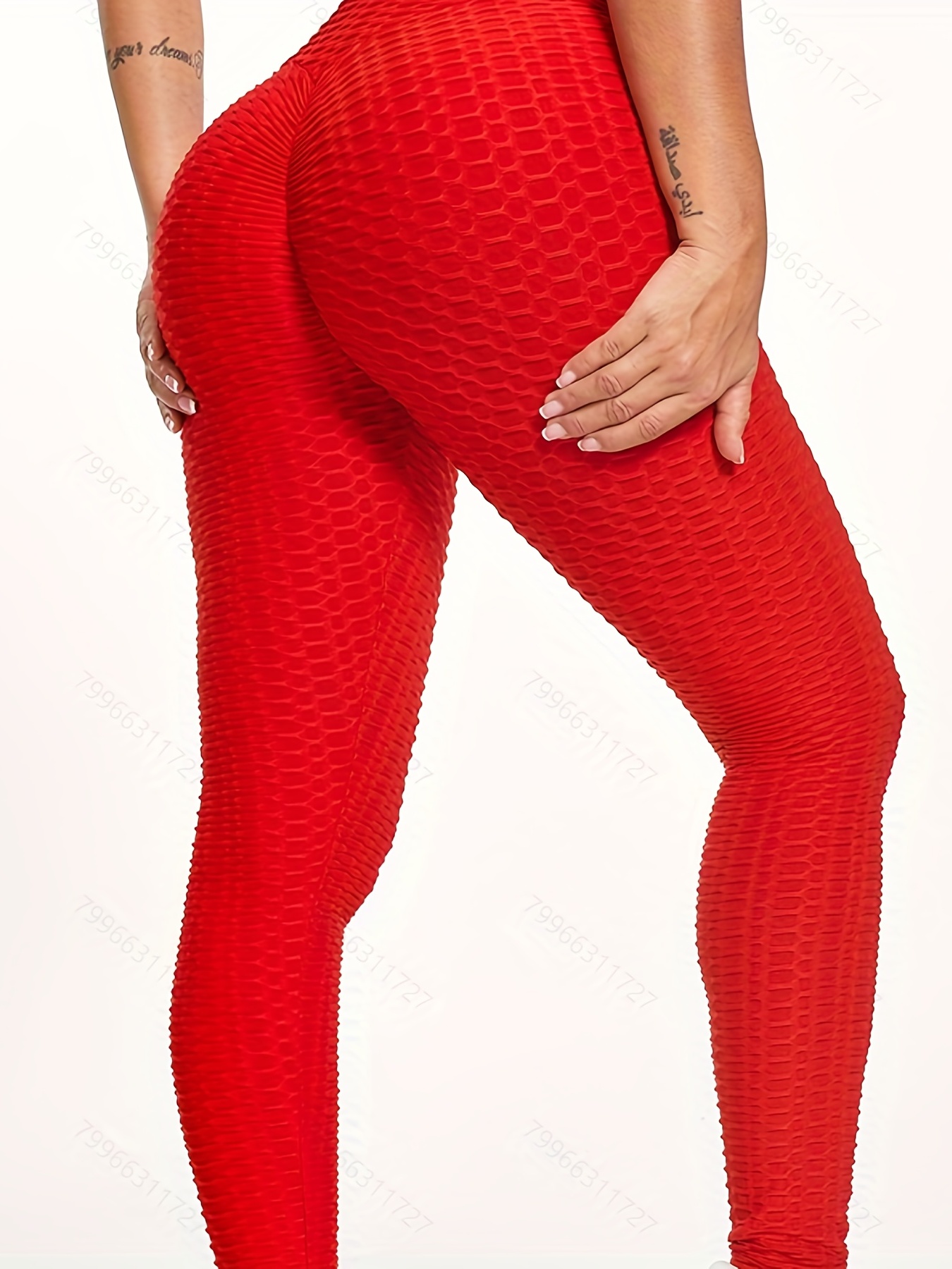Women's yoga pants mesh red casual seamless knit buttocks fast sweating  tight fitting sports fitness pants show buttocks pants 2