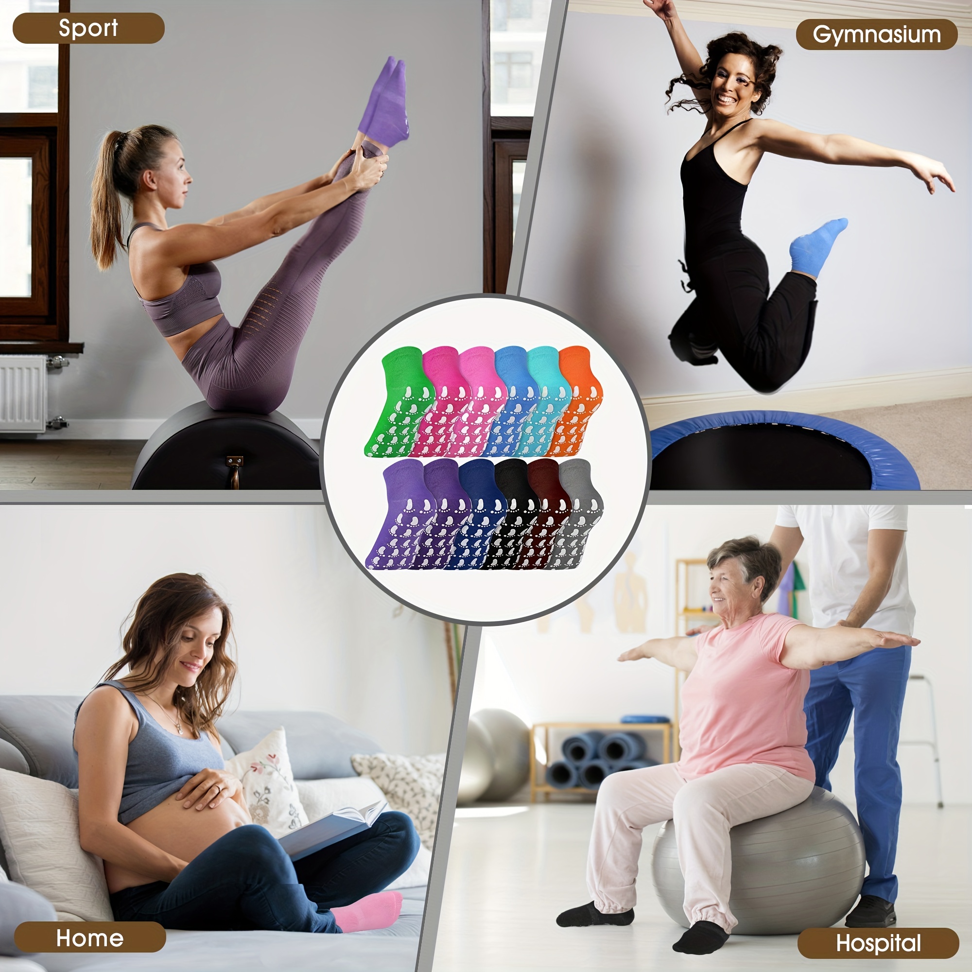 Non Slip Sweat Absorption Yoga Socks Silicone Padded Bottom Quick Dry