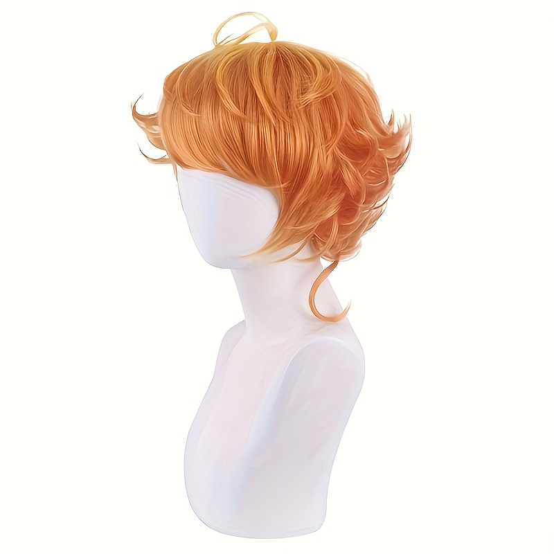 Anime The Promised Neverland Emma Short Curly Yellow Cosplay Wigs