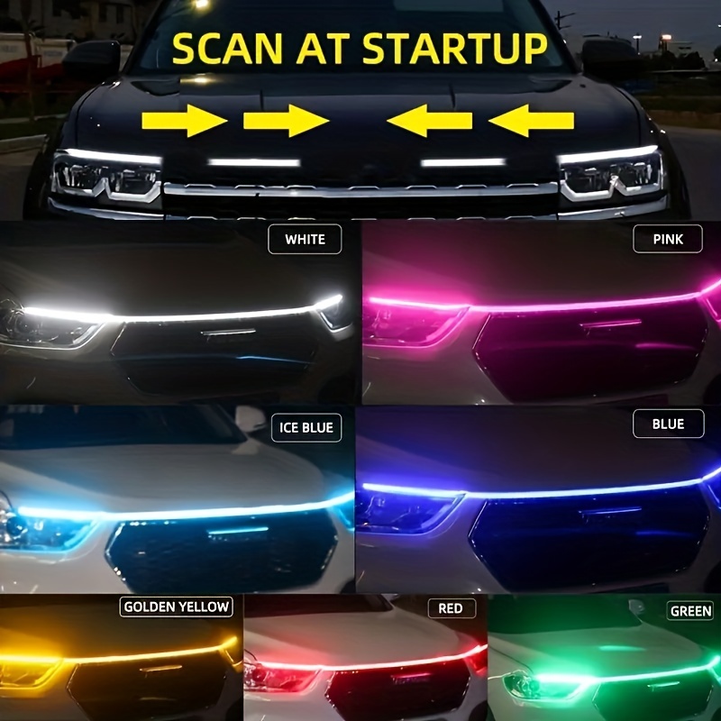 Goodream Auto Haube Licht, 70 Zoll Auto LED Tagfahrlicht Streifen, 12V  flexible Scheinwerfer Universal Motorabdeckung Dekoration Außenzubehör für